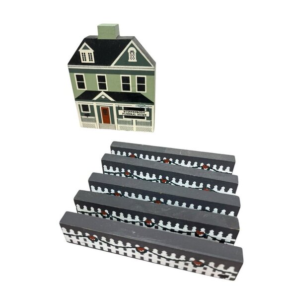 Vintage The Cat's Meow Wooden Town Set 1988-1995 Collectibles Set of 12 - Picture 4 of 15